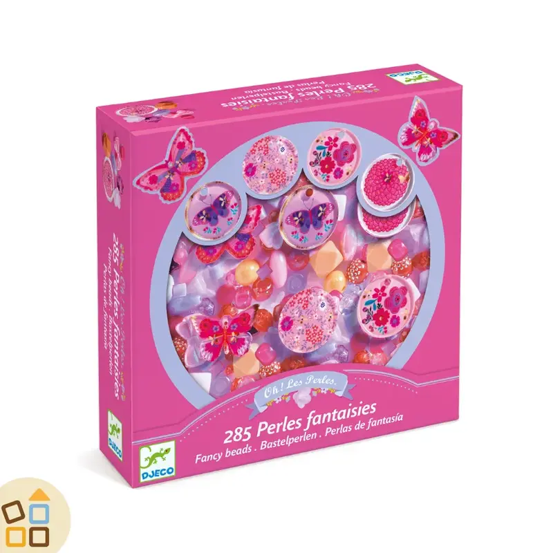 PERLE IN RESINA ROSA, FARFALLE