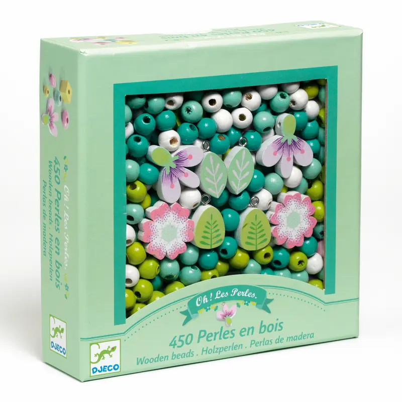 Perline in Legno Foglie e Fiori Perle per creare Braccialetti e Collane - Wooden Beads Flowers and Foliage (DJ09808)