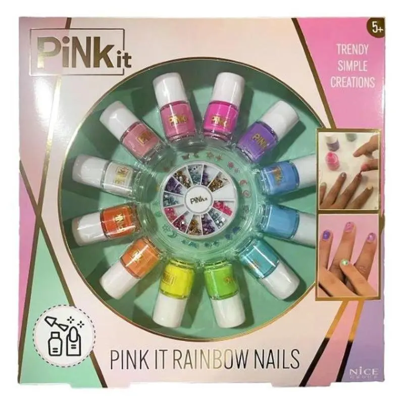 Pink It Rainbow Nails, set Smalti Arcobaleno per Bambine con accessori - Nice