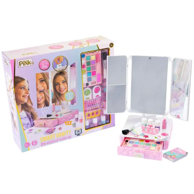 Pink It Specchiera Interattiva Smart Vanity, Interattiva con Voce Guida e schede Make up