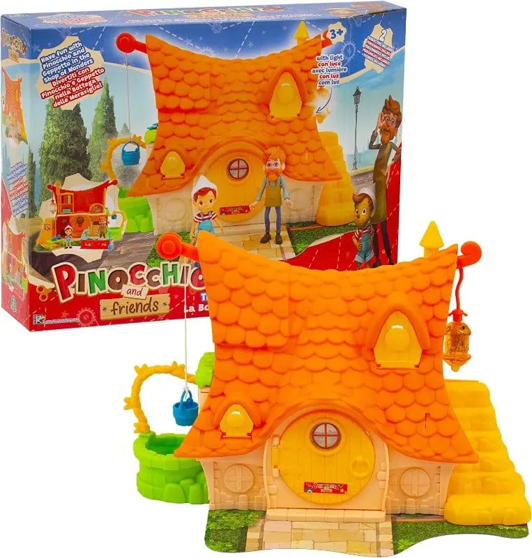Pinocchio e Friends, Casa di Geppetto Playset con Luci, include due personaggi