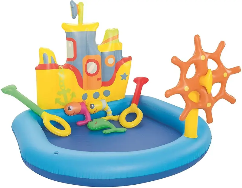 Piscina Gonfiabile Barchetta con Timone e 3 Pesciolini