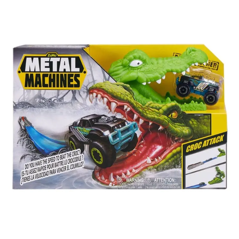 Pista Macchinine Attacco del Coccodrillo, Playset con Monster Truck in Metallo