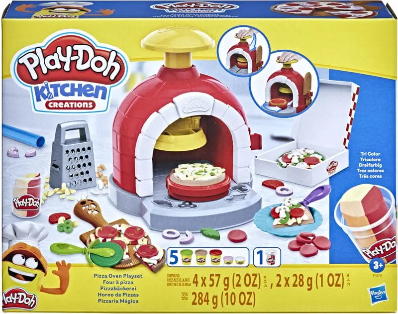 Play Doh Kitchen Creation, La Pizzeria Playset con 8 Vasetti di Pasta Modellabile