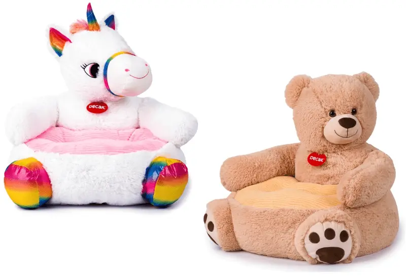 Poltroncina in Peluche 50 cm Orsetto e Unicorno