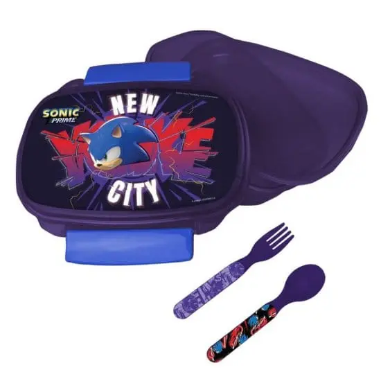 Porta Merenda Sonic con Posate in Plastica