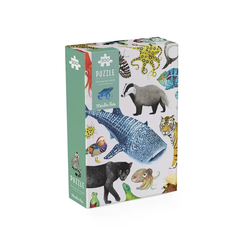 Puzzle Animali del Mondo, 200 pezzi - Moulin Roty - Art. 719440