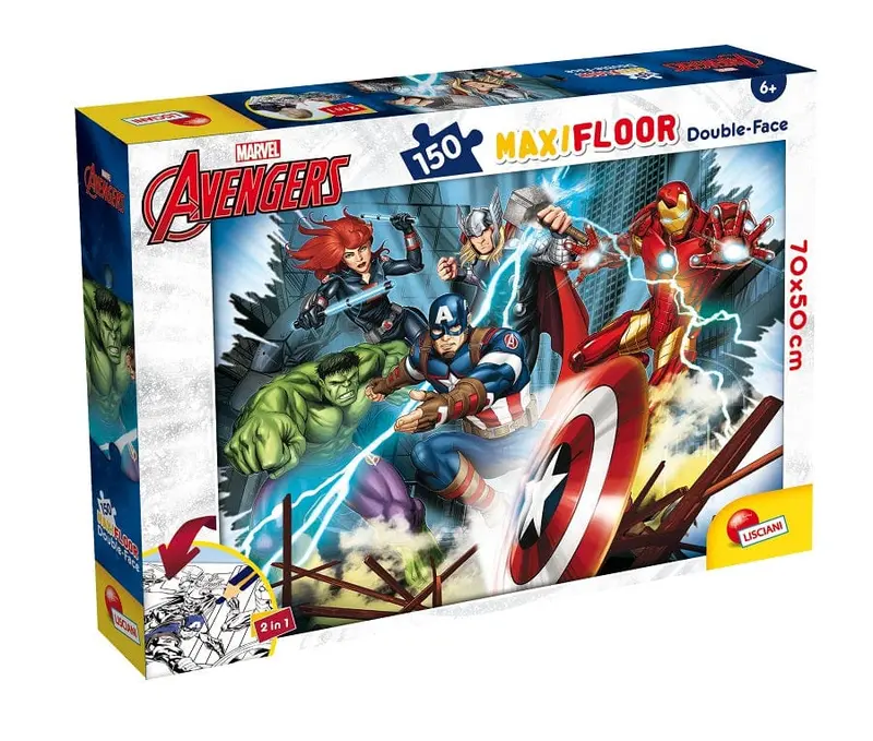 Puzzle Avengers 150 Pezzi Doppia Faccia con Lato da Colorare