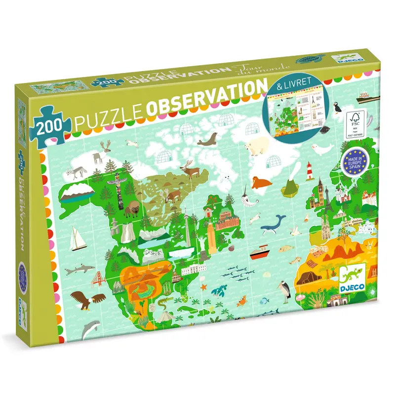 Puzzle d'Osservazione Tour del Mondo con libretto - 200 pezzi