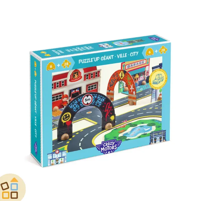 PUZZLE GIGANTE CITTA' 28+6 PZ, CRAZY MOTORS
