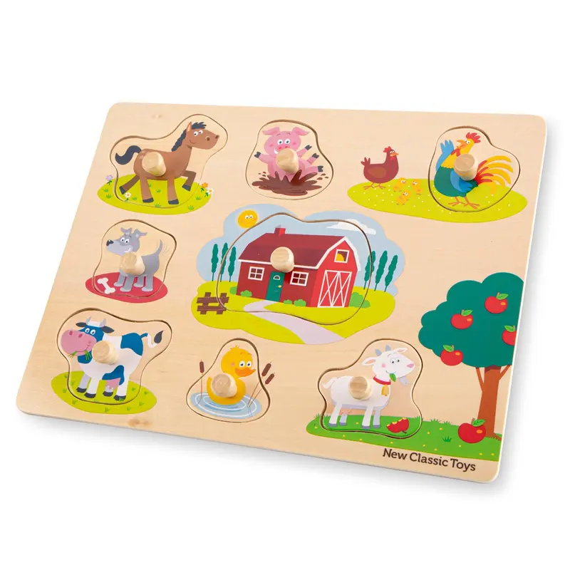 Puzzle in legno con pomelli Fattoria - New Classic Toys - Art. 10430