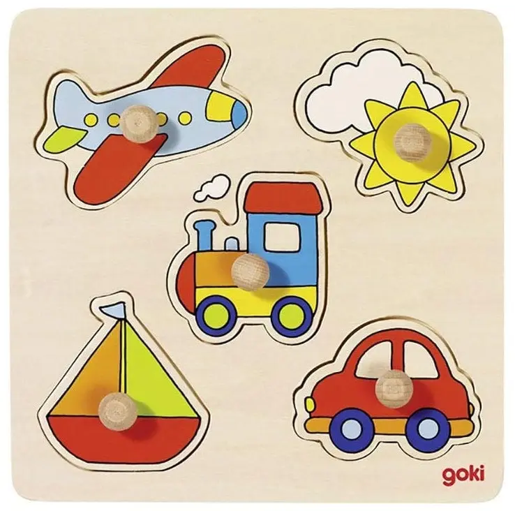 Puzzle in legno con pomelli, Veicoli - Goki - Art. 57545-2