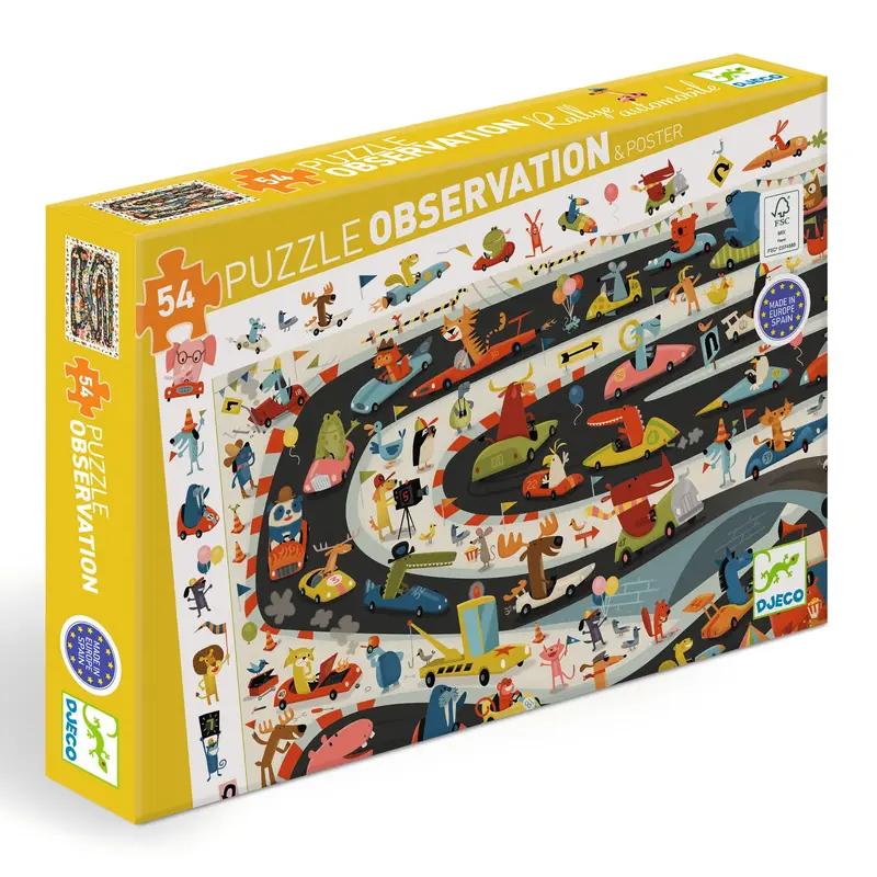 Puzzle Observation Djeco - Corsa automobilistica 54 pz