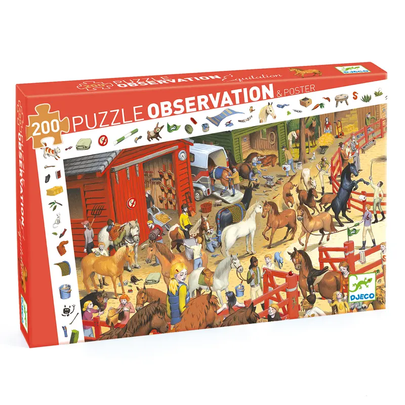 Puzzle Observation Djeco - Corse dei cavalli 200 pz