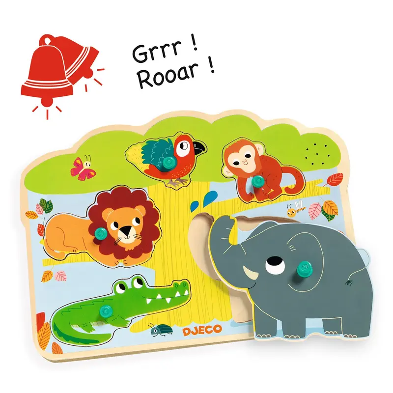 Puzzle Sonoro in Legno Baobab con animali della Savana