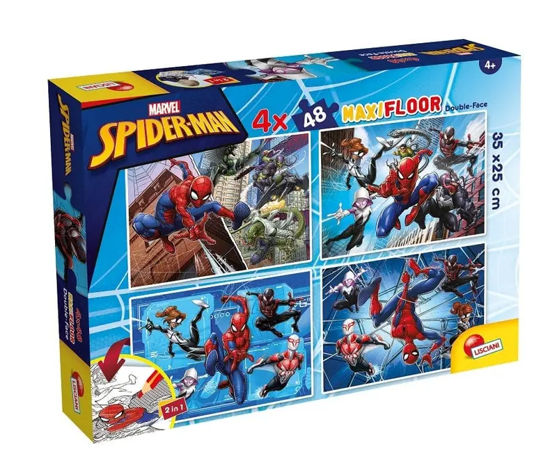 Puzzle Spiderman 4 x 48 Tessere con lato Colorabile