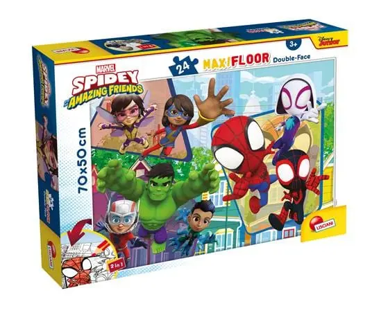 Puzzle Spidey Disney con 24 Tessere Grandi con lato Colorabile