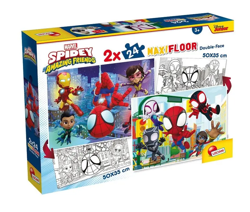 Puzzle Spidey e i suoi fantastici amici 2 x 24 Tessere Grandi con lato Colorabile
