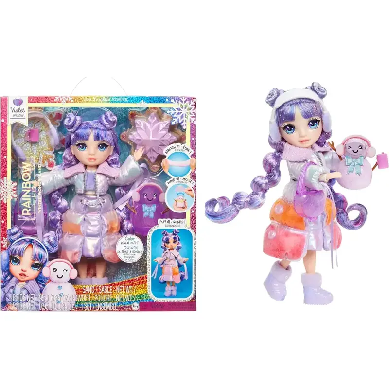 Rainbow High Bambola Violet Wonderland con pupazzo di neve