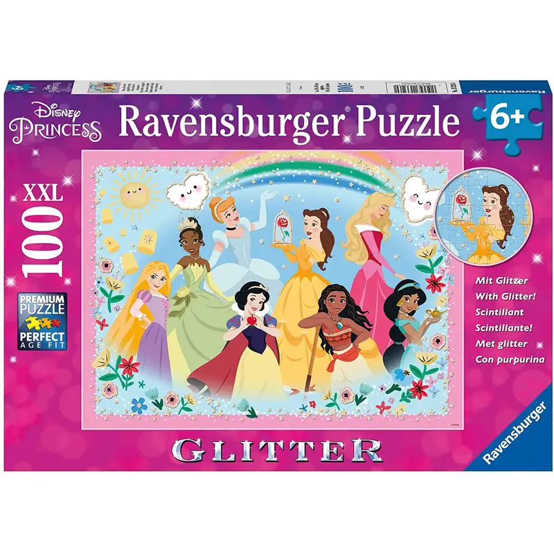 Ravensburger Puzzle Disney Princess - Glitter 6+ 100 PEZZI