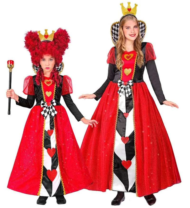 Regina di Cuori, Costume di Carnevale per bambine Taglie da 5 a 13 Anni