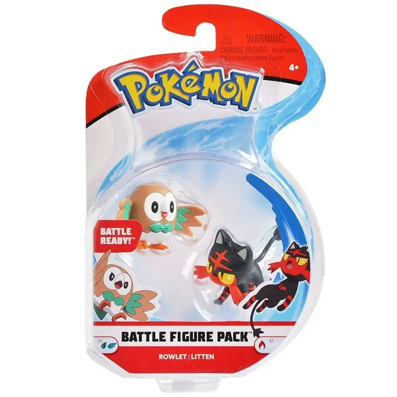 Rowlet Litten action figure Pokemon Battle