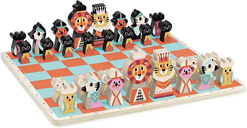 SCACCHIERA IN LEGNO, SCACCHI ANIMALI