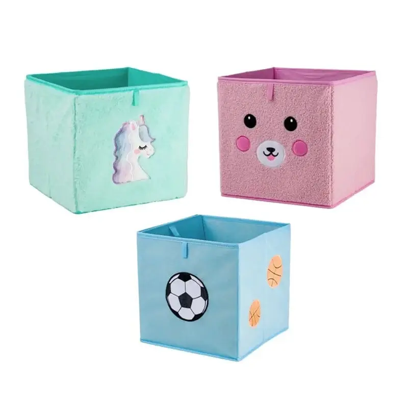 Scatola Porta Giochi in Tessuto a Tema Animali e Sport