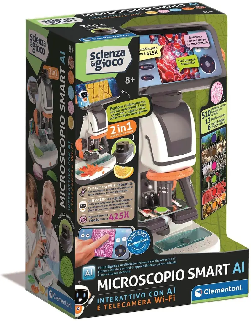 Scienza e Gioco - Microscopio smart AI Interattivo con Telecamera Wi-Fi