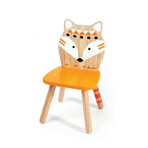 SEDIA IN LEGNO, VOLPE ARANCIONE