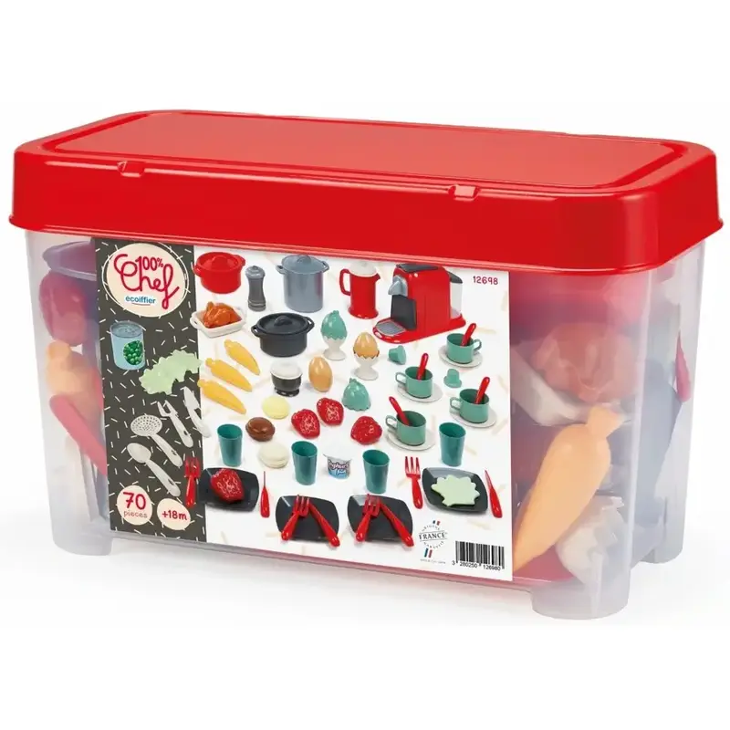 Set Accessori Cucina Giocattolo Ecoiffier 100% Chef 70 Pezzi