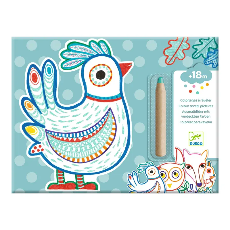 Set Disegni Da Colorare e Rivelare - Animali Del Bosco