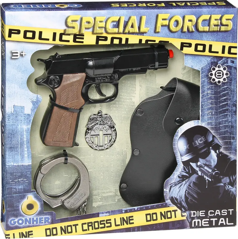 SET FONDINA PISTOLA 8COLPI E MANETTE