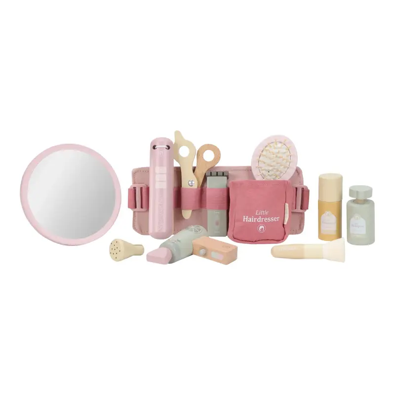 Set Parrucchiere in Legno Rosa - Hairdresser Set Pink Wooden Essentials (LD2514)