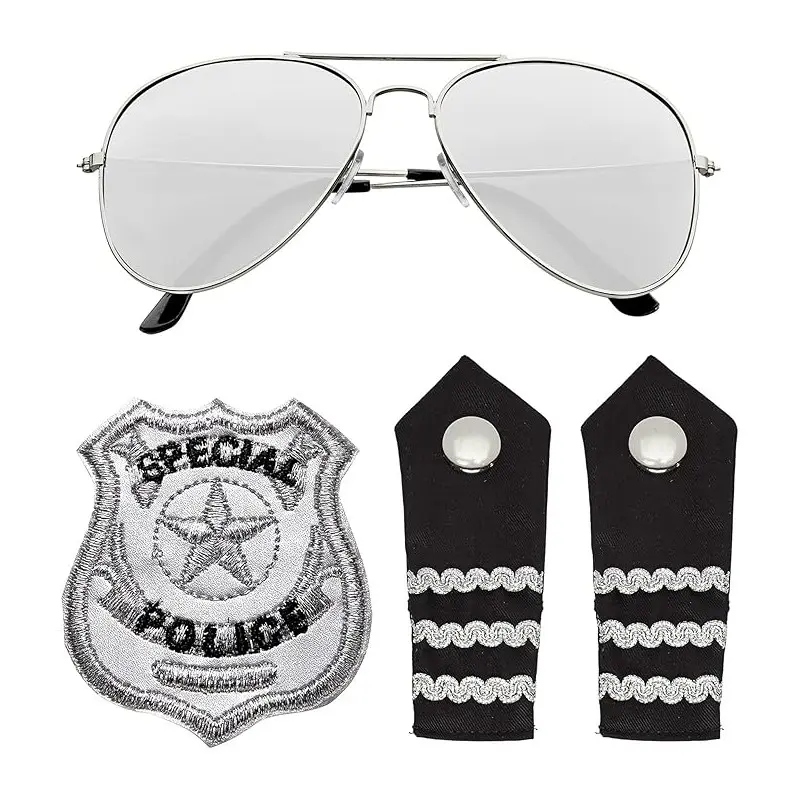 Set Polizia (Occhiali, Epauletten, Distintivo)