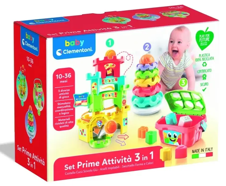 Set Prime Attivita' 3 In 1 Educative Castello - Gioco Anelli - Secchiello