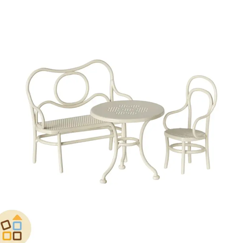 SET TAVOLINO DA CAFFE' IN METALLO TOPO, BIANCO