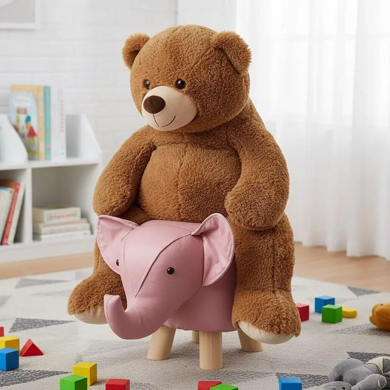 Sgabellini in Ecopelle per Bambini Elefante/Toro dimensioni 50x25x30cm