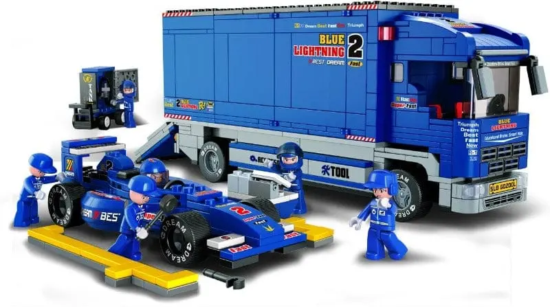 Sluban set Costruzioni Racing Car Truck-Camion con Auto da Corsa 641 pezzi