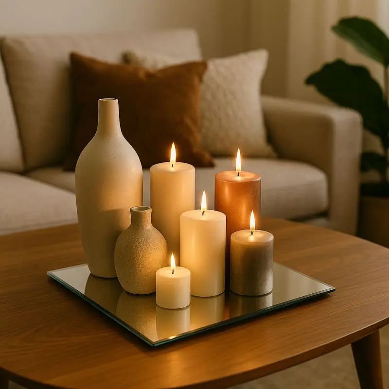 Specchio Decorativo Quadrato 30 cm Base per Candele e Composizioni Natalizie