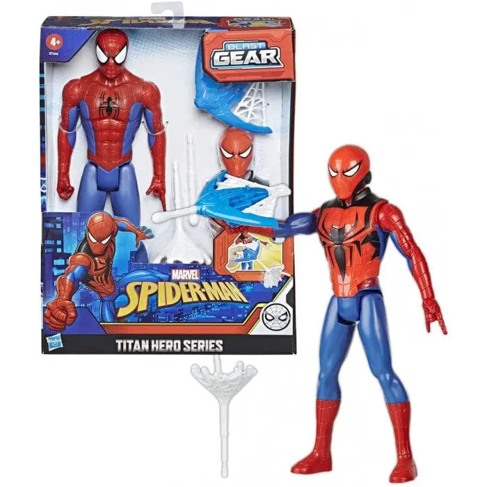 Spiderman Action Figure Blast Gear, Personaggio 30cm con Accessori