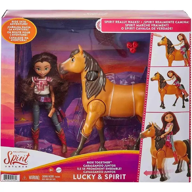 Spirit Bambola con Cavallo che cammina, Lucky e Spirit Cavalcando Insieme