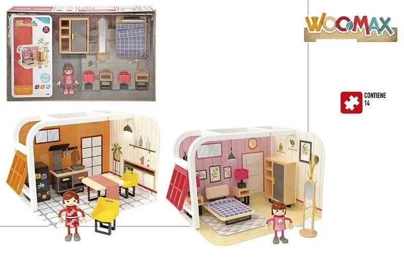 Stanza Arredata In Legno- Playset Casa con Accessori