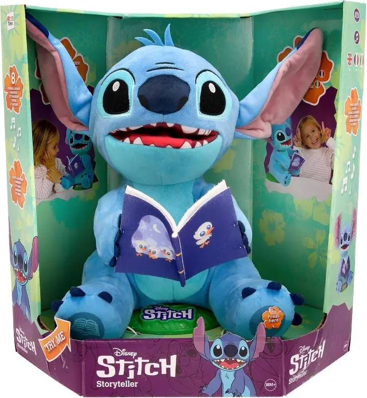 Stitch Storyteller di Lilo & Stitch, Peluche Raccontastorie Elettronico che Canta Canzoni e Racconta Storie in Italiano, Spagnolo e Francese