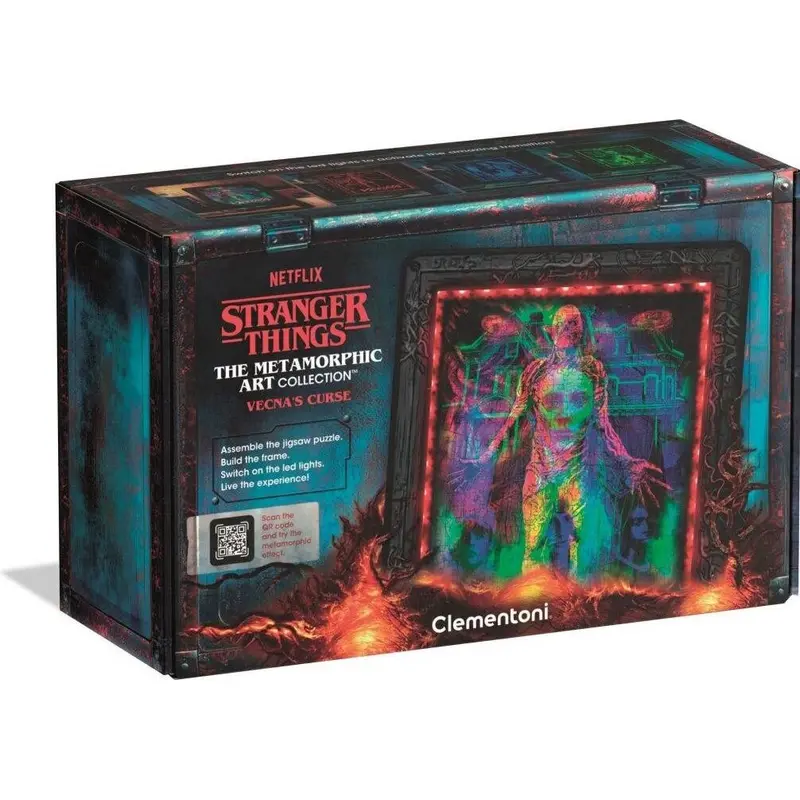 Stranger Things Vecna’s Curse – Puzzle LED 520 Pezzi Metamorphic Art Collection, Quadro Interattivo 49x36 cm Clementoni