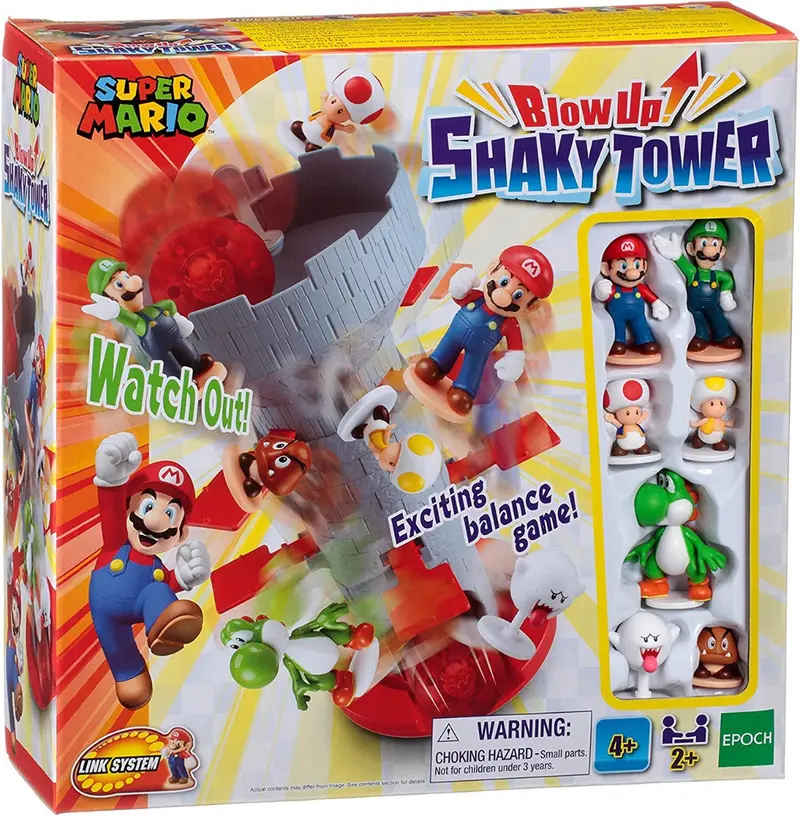Super Mario Blow Up Shaky Tower Gioco di Abilità e Equilibrio con 7 Personaggi