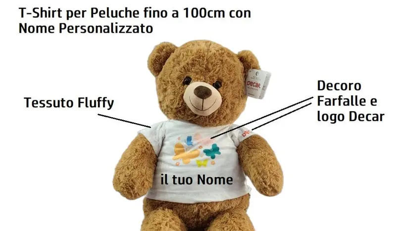 T-Shirt Personalizzata per Peluche da 80 e 100cm in tessuto Fluffy - Decar