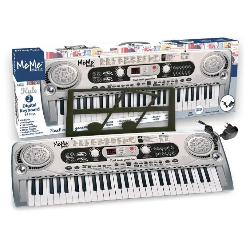 Tastiera Elettronica Digitale 54 Tasti con Adattatore Usb e Alimentatore - MeMe Music