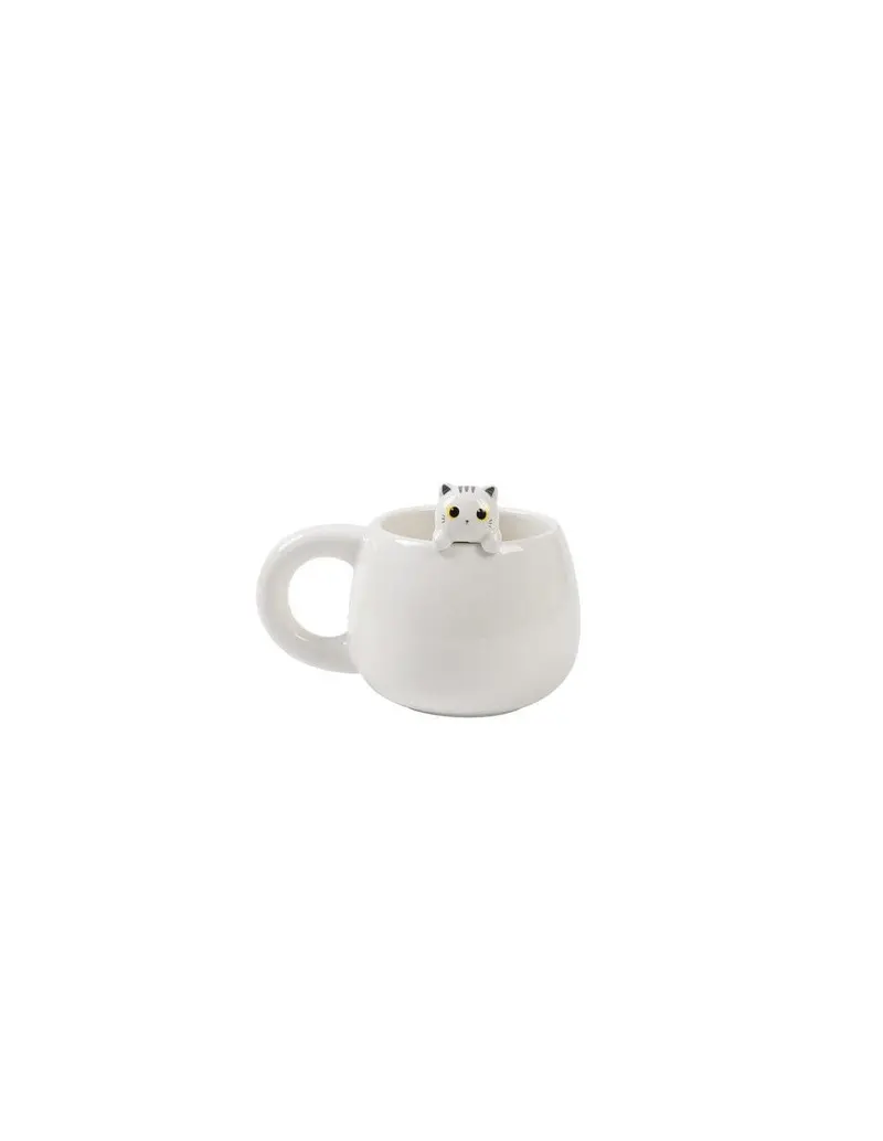 Tazza In Ceramica Gatto Bianco In 3D