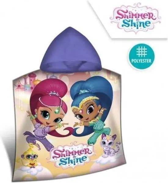 Telo Mare Poncho Shimmer e Shine, Asciugamano 140 x 70 cm